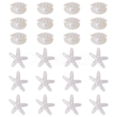26Pcs 2 Styles UV Plating Ocaen Theme Transparent Resin Cabochons CRES-TA0001-54-1