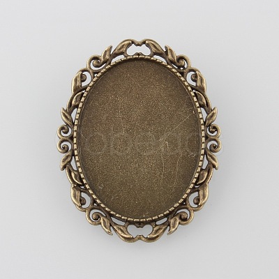 Vintage Alloy Brooch Cabochon Bezel Settings X-PALLOY-O038-35AB-NF-1