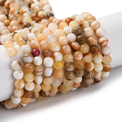 Natural Yellow Jade Beads Strands G-F591-17-4MM-1