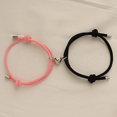 Alloy Heart-shaped Magnetic Braided Rope Bracelets for Couple Girlfriends WG59636-10-1