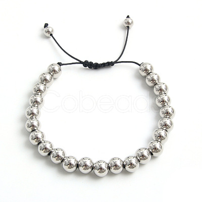 Adjustable Electroplate Titanium 304 Stainless Steel Beads Braided Bead Bracelets for Women Men DG2907-7-1