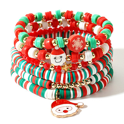 Pearl Clay Heishi Beaded Stretch Bracelets BQ7827-1-1