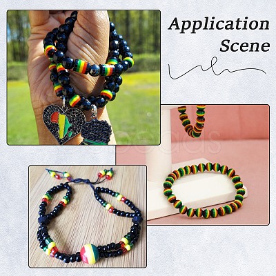 200Pcs Opaque Resin Stripe Beads RESI-SP0001-54A-1