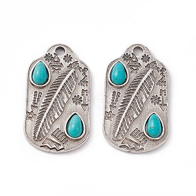 Synthetic Turquoise Teardrop Pendants PALLOY-D013-09AS-1