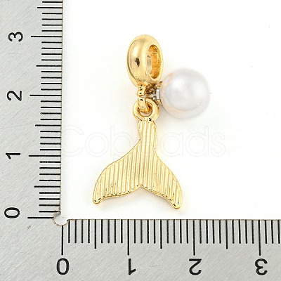 Rack Plating Alloy Pave Rhinestone Fishtail European Dangle Charms FIND-B034-22G-02-1