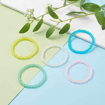 6.5MM Imitation Jade Glass Round Beaded Stretch Bracelet for Women BJEW-JB07658-1
