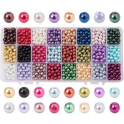 Eco-Friendly Dyed Glass Pearl Round Beads HY-PH0011-01-6mm-1