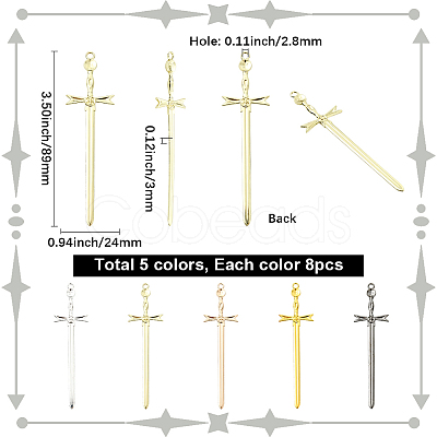 40Pcs 5 Colors Alloy Big Pendants FIND-SC0018-10B-1