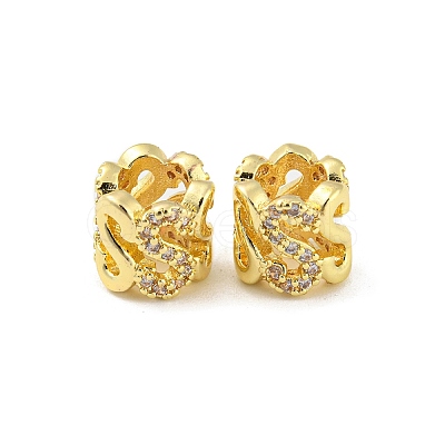 Brass Micro Pave Cubic Zirconia European Beads KK-H452-10G-1