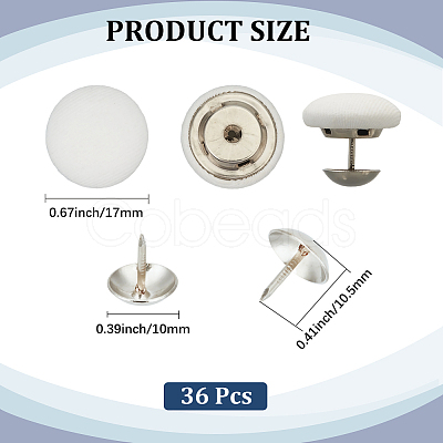 36Pcs Flat Round Cloth Cap Nail Buttons BUTT-CY0001-34B-1