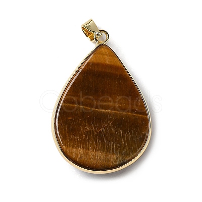 Natural Tiger Eye Pendants G-R486-03G-C-1
