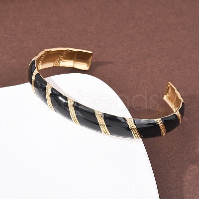 304 Stainless Steel Enamel Bangles for Women BJEW-H637-01G-1
