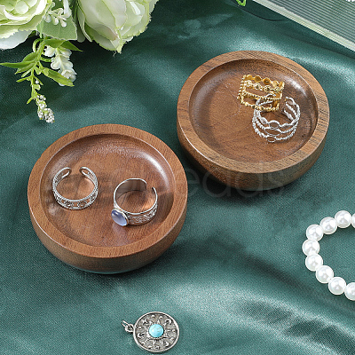 Wood Flat Round Jewely Display Tray ODIS-WH20003-05B-1