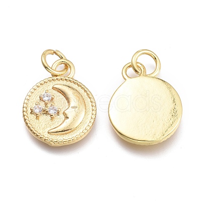 Brass Micro Pave Cubic Zirconia Pendants KK-P187-02G-1