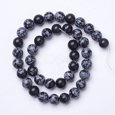 Natural Snowflake Obsidian Beads Strands G-D855-11-10mm-1