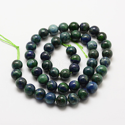 Natural Chrysocolla and Lapis Lazuli Beads Strands G-P281-03-6mm-1
