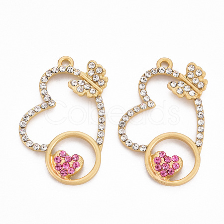 Rack Plating Alloy Rhinestone Pendants PALLOY-Q433-005-RS-1