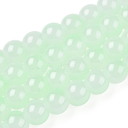 Baking Paint Imitation Jade Glass Round Bead Strands X1-DGLA-N003-10mm-08-1-1