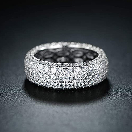 Brass Micro Pave Clear Cubic Zirconia Finger Rings for Women FS-WG796B2-02-1