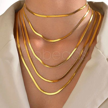 304 Stainless Steel Snake Chain Necklaces for Women WG80FEF-18-1