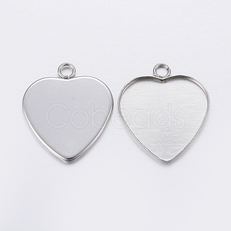 Non-Tarnish 201 Stainless Steel Pendant Cabochon Settings X-STAS-P198-13A-1