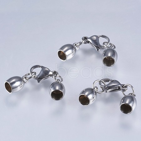 Tarnish Resistant 201 Stainless Steel Cord Ends STAS-F145-03P-9x6mm-1