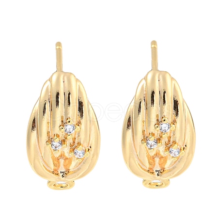 Brass Micro Pave Cubic Zirconia Stud Earring Findings KK-U015-07G-1