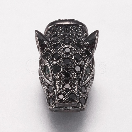 Brass Micro Pave Cubic Zirconia Beads ZIRC-G139-24B-1