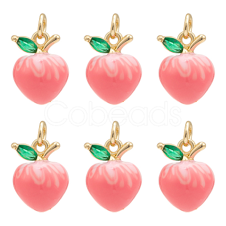 6Pcs Brass Micro Pave Cubic Zirconia Charms KK-PH0012-73-1