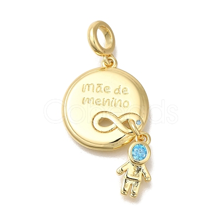 Brass Cubic Zirconia European Dangle Charms KK-R002-23G-01-1