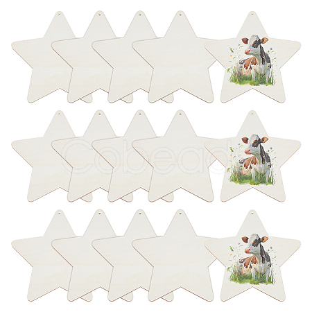 15Pcs Unfinished Wood Pendant Decorations WOOD-DC0001-25A-1
