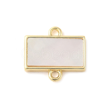Brass Pave Natural White Shell Connector Charms KK-S522-03B-G-1