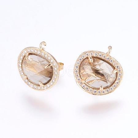 Brass Micro Pave Cubic Zirconia Stud Earring Findings ZIRC-G116-27-B02-1