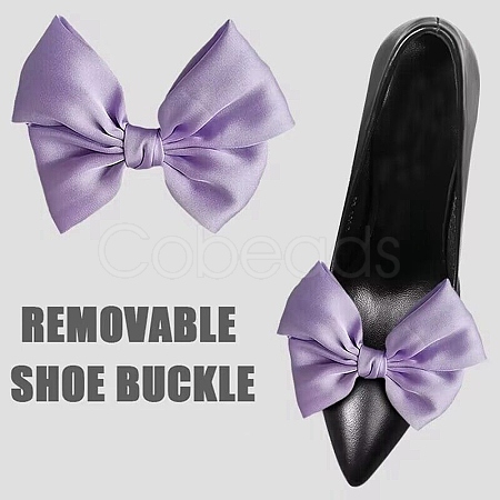 Detachable Ribbon Satin Bowknot Shoe Decoration AJEW-WH0502-33H-1
