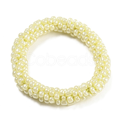Crochet Glass Beads Braided Stretch Bracelet BJEW-K232-01F-1