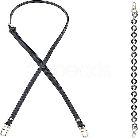 2Pcs 2 Style Adjustable Leather & Acrylic Cable Chain Bag Handles FIND-PH0005-19-1