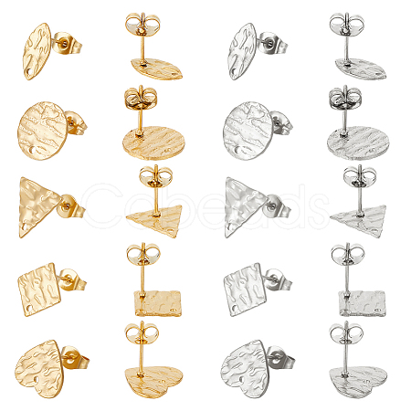 20Pcs 10 Style 304 Stainless Steel Stud Earring Findings STAS-UN0054-86-1