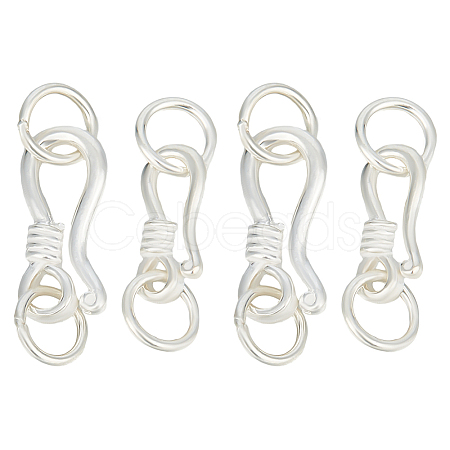 4Pcs 2 Styles 925 Sterling Silver S-Shaped Hook Clasps STER-GO0001-16-1