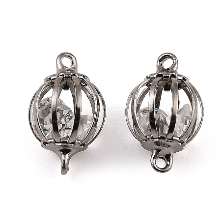 Iron Hollow Lantern Bead Cage Connector Charms IFIN-N014-02B-1