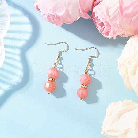 Natural Rhodochrosite Dangle Earrings EJEW-JE06631-03-1