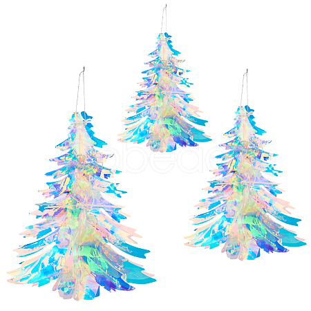 3Pcs 3 Styles Plastic Christmas Tree Pendant Decorations DIY-GF0011-69-1