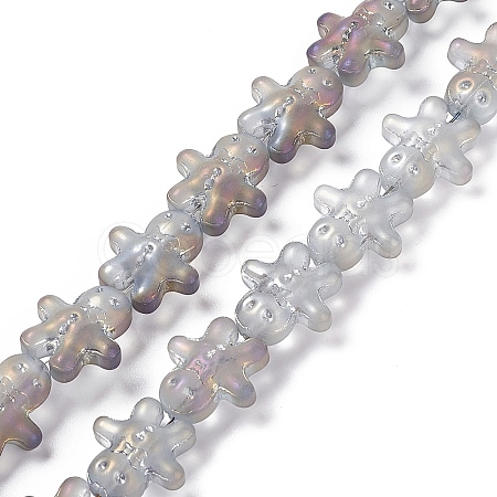 Half Rainbow Plated Forsted Electroplate Glass Beads GLAA-P005-HR02-1