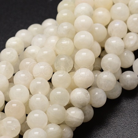 Natural Rainbow Moonstone Round Beads Strands G-E329-8.5-9mm-49-1