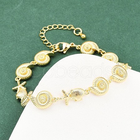 Brass Link Chain Bracelets for Women BJEW-A090-06A-G-1