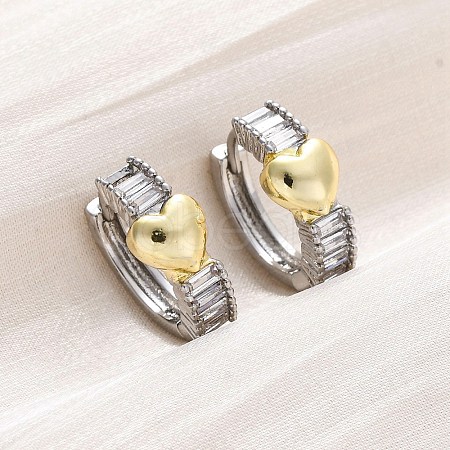 Brass Micro Pave Clear Cubic Zirconia Hoop Earrings EJEW-H158-20A-GP-1