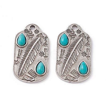 Synthetic Turquoise Teardrop Pendants PALLOY-D013-09AS-1