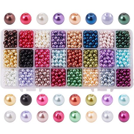 Eco-Friendly Dyed Glass Pearl Round Beads HY-PH0011-01-6mm-1