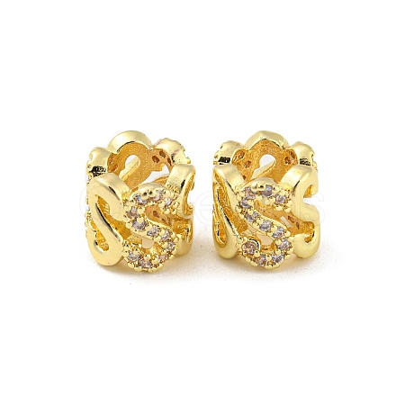 Brass Micro Pave Cubic Zirconia European Beads KK-H452-10G-1