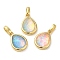 Rack Plating Brass with Synthetic Opal Pendants, Teardrop, Mixed Color, 15.5x10.5x5mm, Hole: 5mm