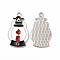 Rack Plating Alloy Enamel Pendants, Cadmium Free & Nickel Free & Lead Free, Halloween Theme, Paraffin Lamp Charm, Platinum, FireBrick, 28.5x16.5x1mm, Hole: 1.6mm